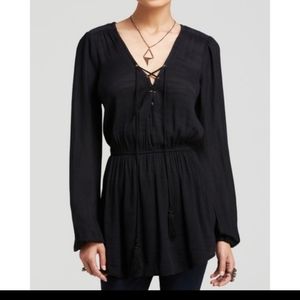 Free people black peasant style tunic